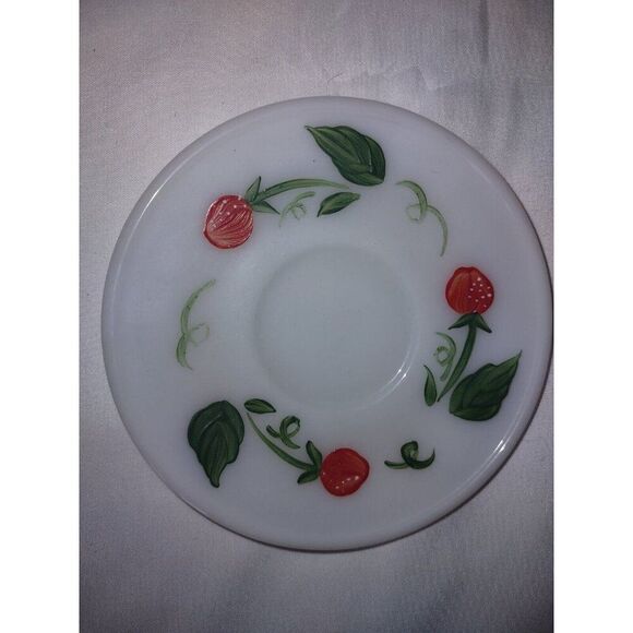 Vintage Small Strawberries Flowers Teacup & Saucer Hand Painted - Picture 2 of 7